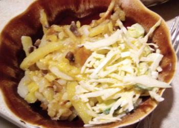 Жареная картошка с грибами и луком на сковороде