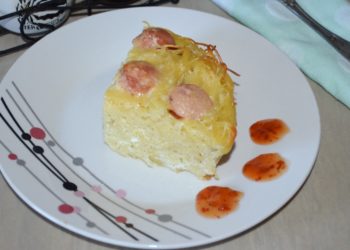 Запеканка из макарон с сосисками и сыром